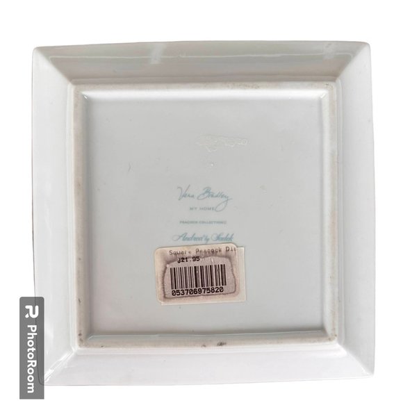 NWT Vera Bradley Peacock Dish My Home Andrea Sadek Turquoise Square - Picture 9 of 12